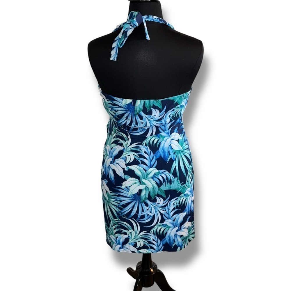 TOMMY BAHAMA Clara Legendary Leaves Faux-Wrap Halter Dress - XL Island Navy - Picture 4 of 14